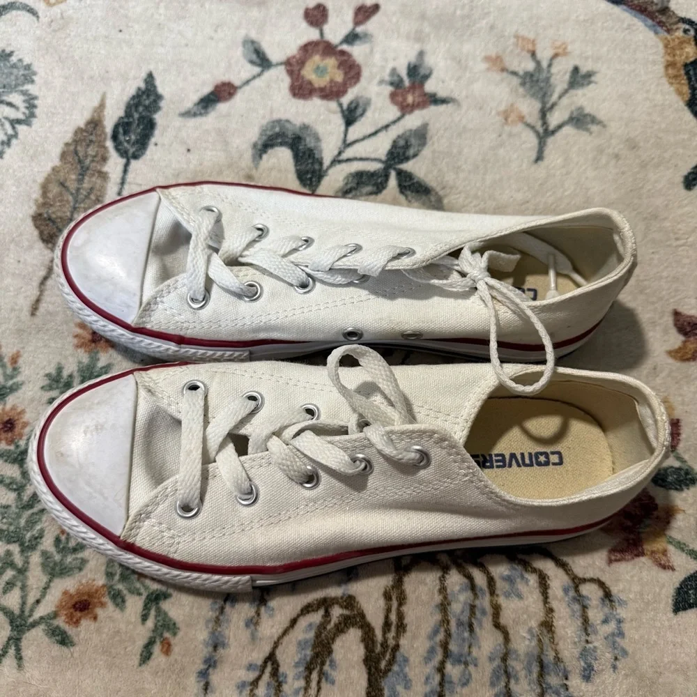 Converse Kids White Canvas Sneakers big kids 3